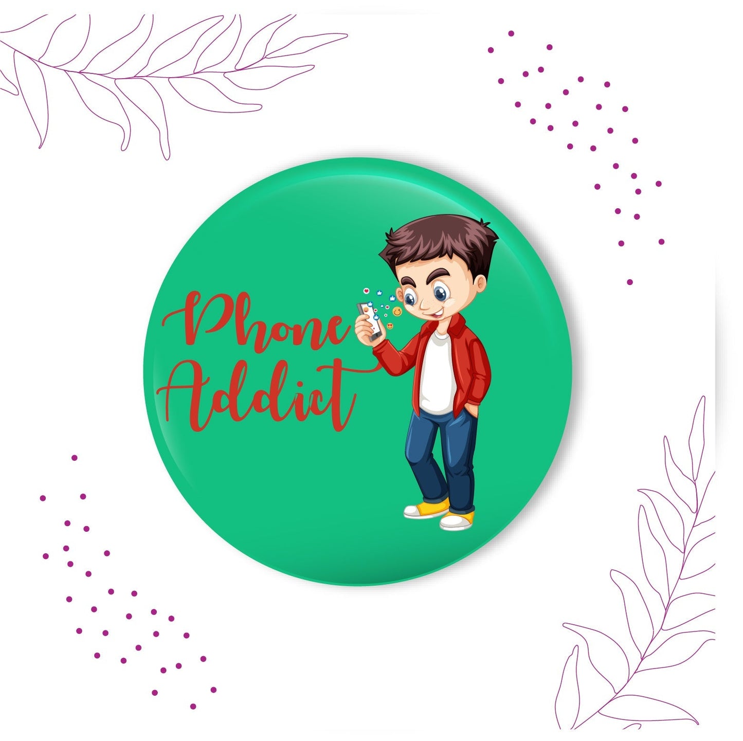 Indianvibez Phone Addict Metal Rakhi with Fridge Magnet - Kids Rakhi