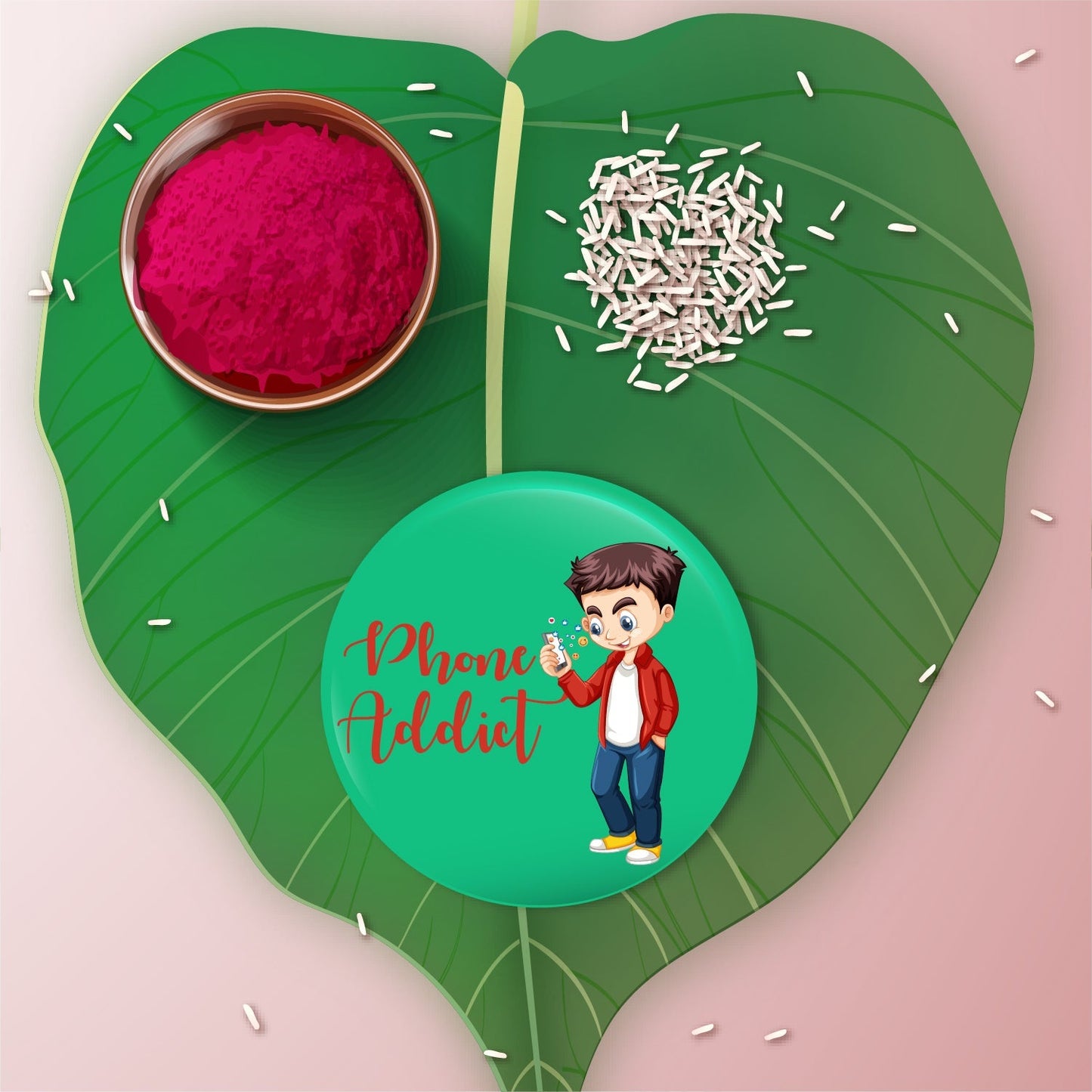 Indianvibez Phone Addict Metal Rakhi with Fridge Magnet - Kids Rakhi