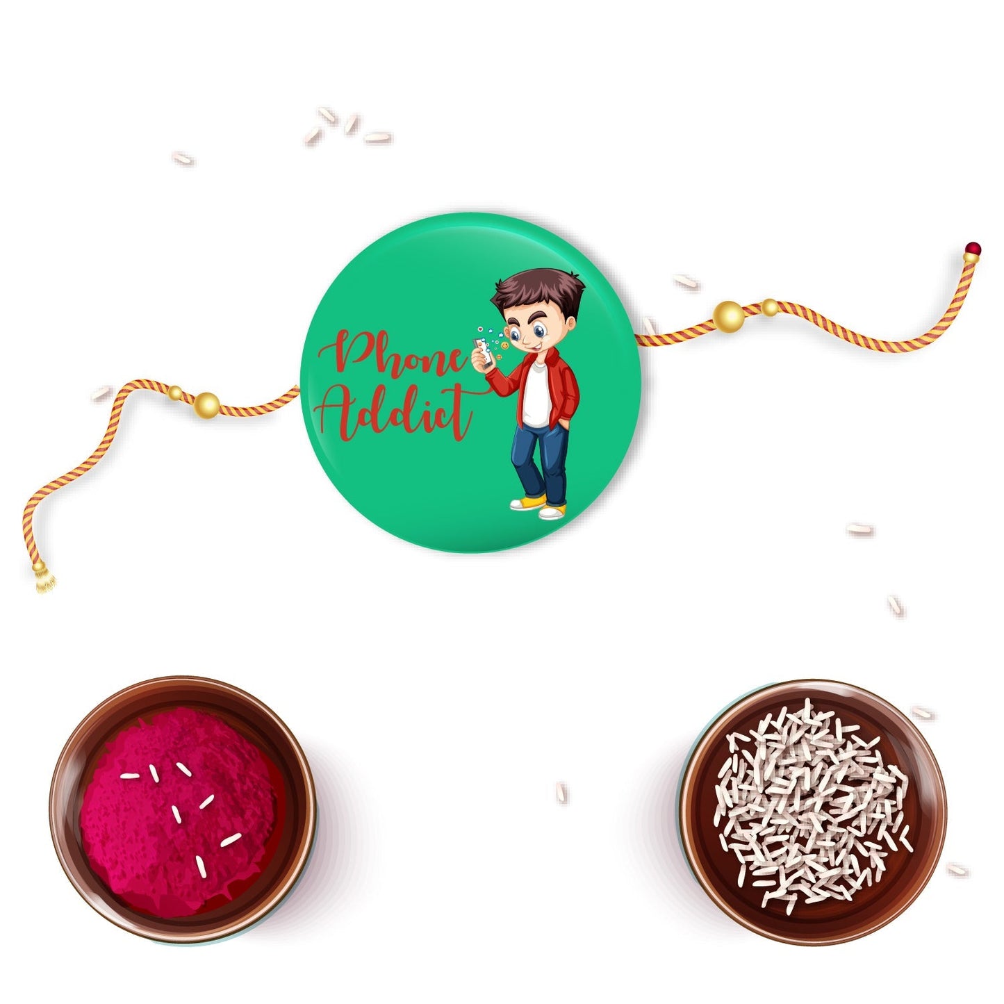 Indianvibez Phone Addict Metal Rakhi with Fridge Magnet - Kids Rakhi