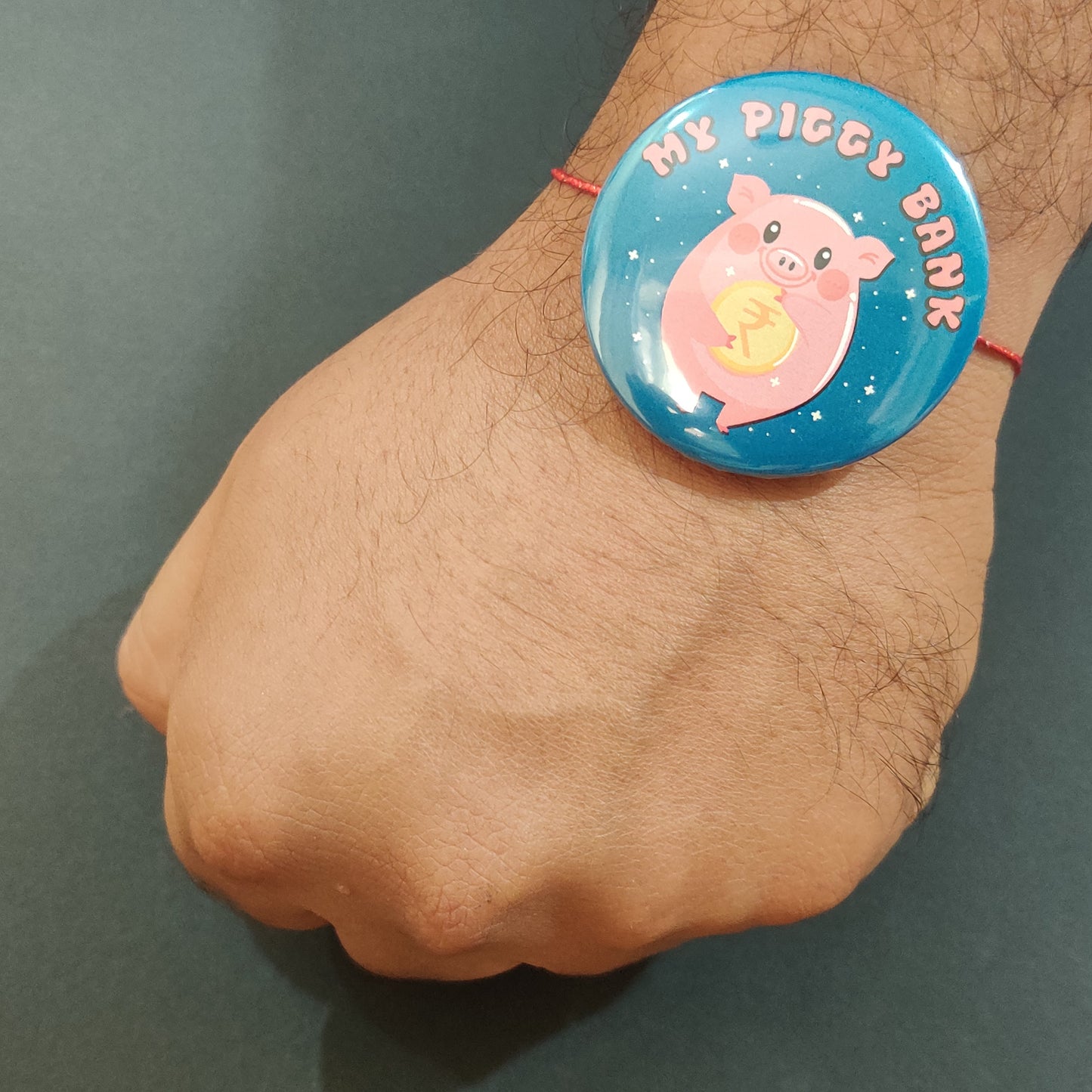 Indianvibez My Piggy Bank Metal Rakhi with Fridge Magnet - Kids Rakhi