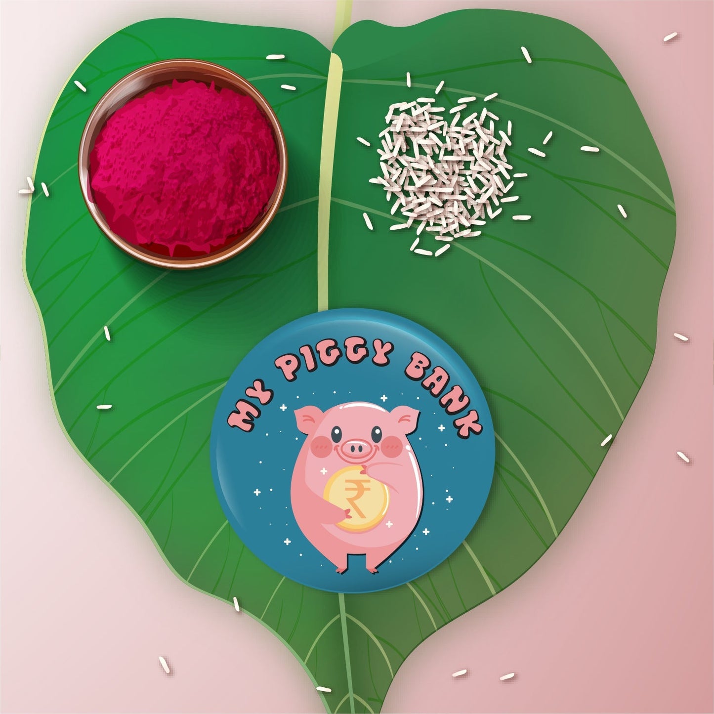 Indianvibez My Piggy Bank Metal Rakhi with Fridge Magnet - Kids Rakhi