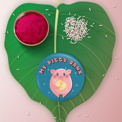 Indianvibez My Piggy Bank Metal Rakhi with Fridge Magnet - Kids Rakhi