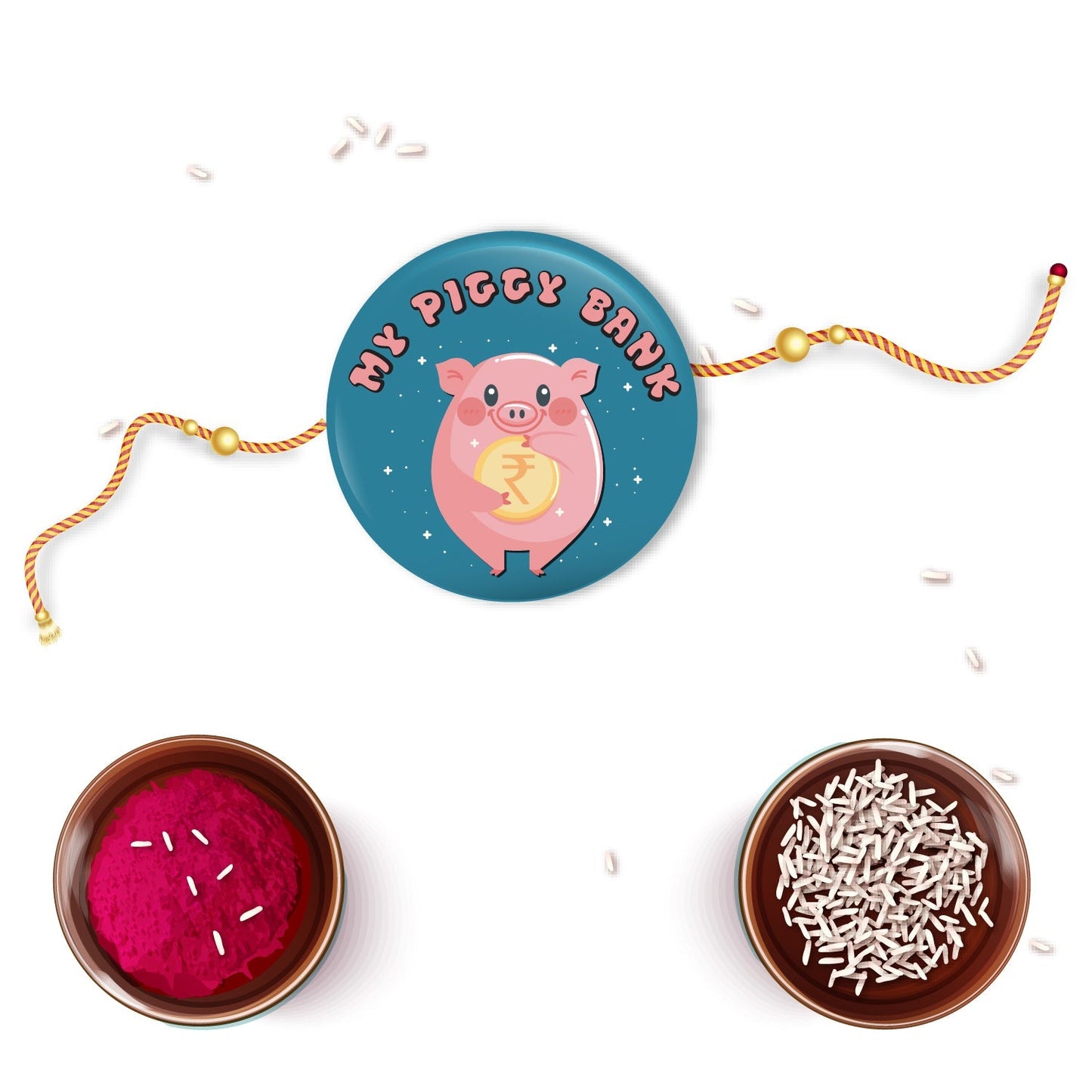 Indianvibez My Piggy Bank Metal Rakhi with Fridge Magnet - Kids Rakhi