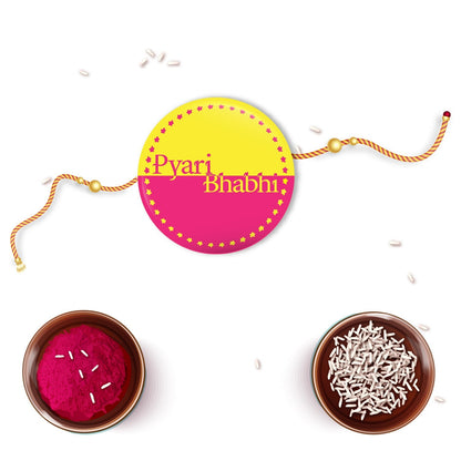 Indianvibez Pyari Bhabhi Metal Rakhi/Lumba with Fridge Magnet - Kids Rakhi