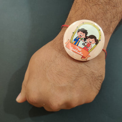 Indianvibez Happy Raksha Bandhan Metal Rakhi with Fridge Magnet - Kids Rakhi
