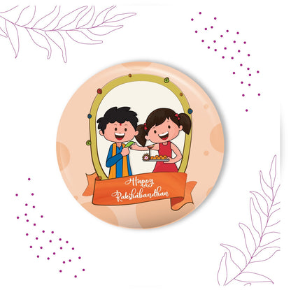 Indianvibez Happy Raksha Bandhan Metal Rakhi with Fridge Magnet - Kids Rakhi