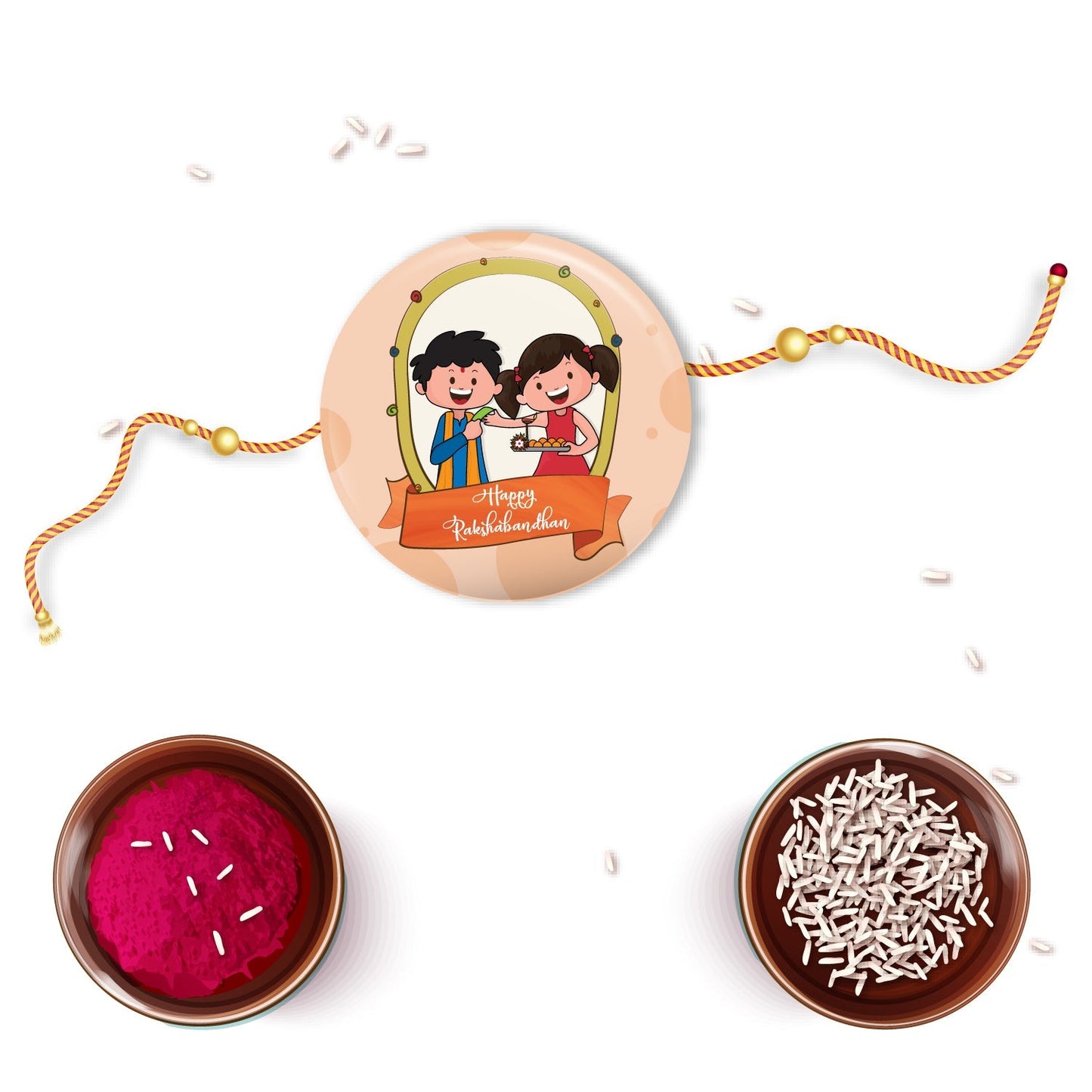 Indianvibez Happy Raksha Bandhan Metal Rakhi with Fridge Magnet - Kids Rakhi