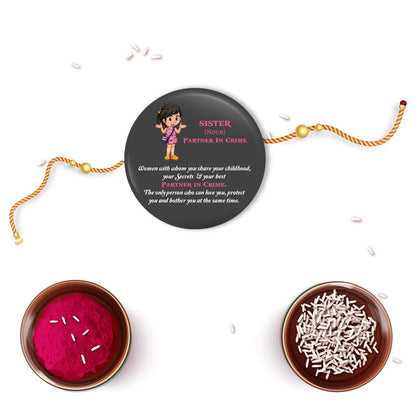 Indianvibez Sister Metal Rakhi/Lumba with Fridge Magnet - Kids Rakhi