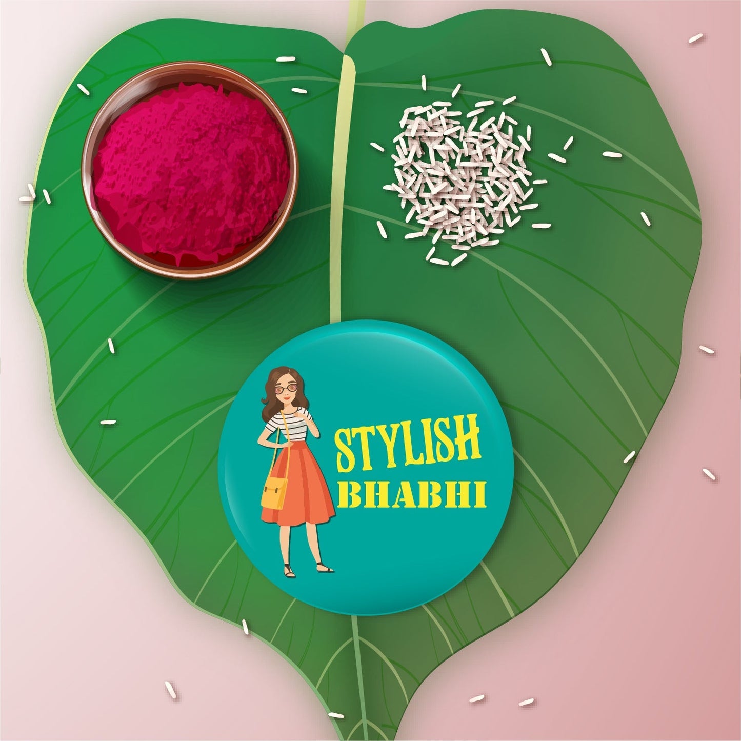 Indianvibez Stylish Bhabhi Metal Rakhi/Lumba with Fridge Magnet - Kids Rakhi