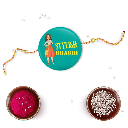 Indianvibez Stylish Bhabhi Metal Rakhi/Lumba with Fridge Magnet - Kids Rakhi