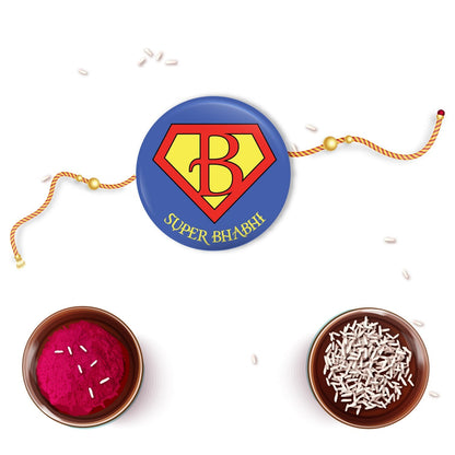 Indianvibez Super Bhabhi Metal Rakhi/Lumba with Fridge Magnet - Kids Rakhi