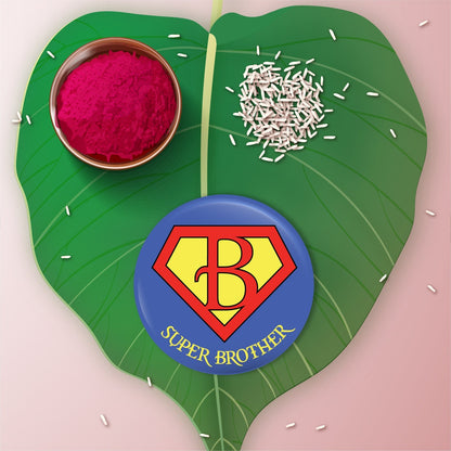 Indianvibez Super Brother Metal Rakhi with Fridge Magnet - Kids Rakhi