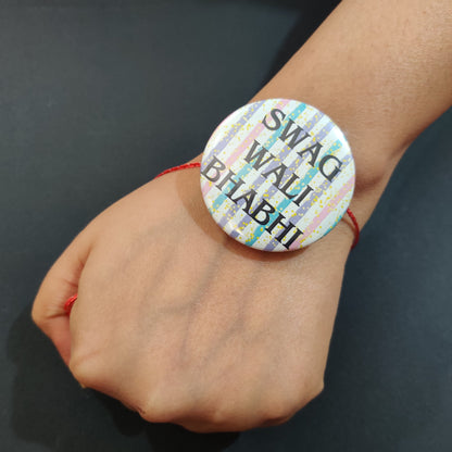 Indianvibez Swag Wali Bhabhi Metal Rakhi/Lumba with Fridge Magnet - Kids Rakhi