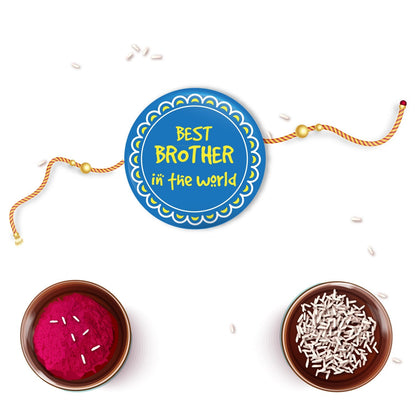 Indianvibez World Best Brother Metal Rakhi with Fridge Magnet - Kids Rakhi
