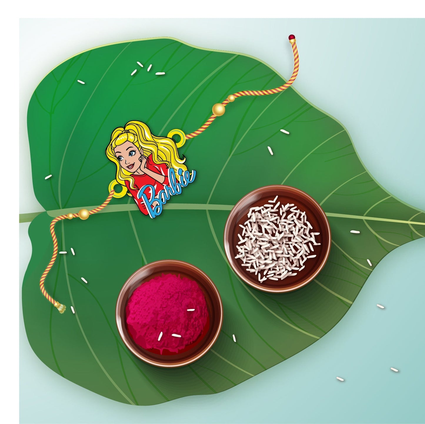Indianvibez Barbie Wooden Rakhi - Kids Rakhi