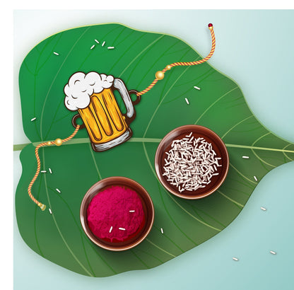 Indianvibez Wooden Beer Rakhi |Food Rakhi for Brother with Swag - Kids Rakhi