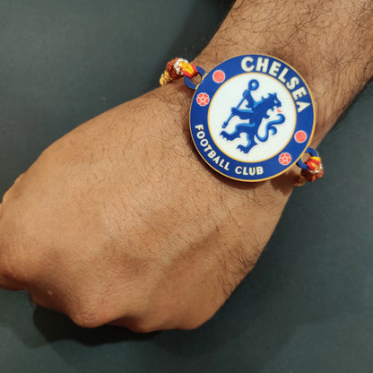 Indianvibez Chelsea Wooden Rakhi, Football Rakhi for Brother - Kids Rakhi