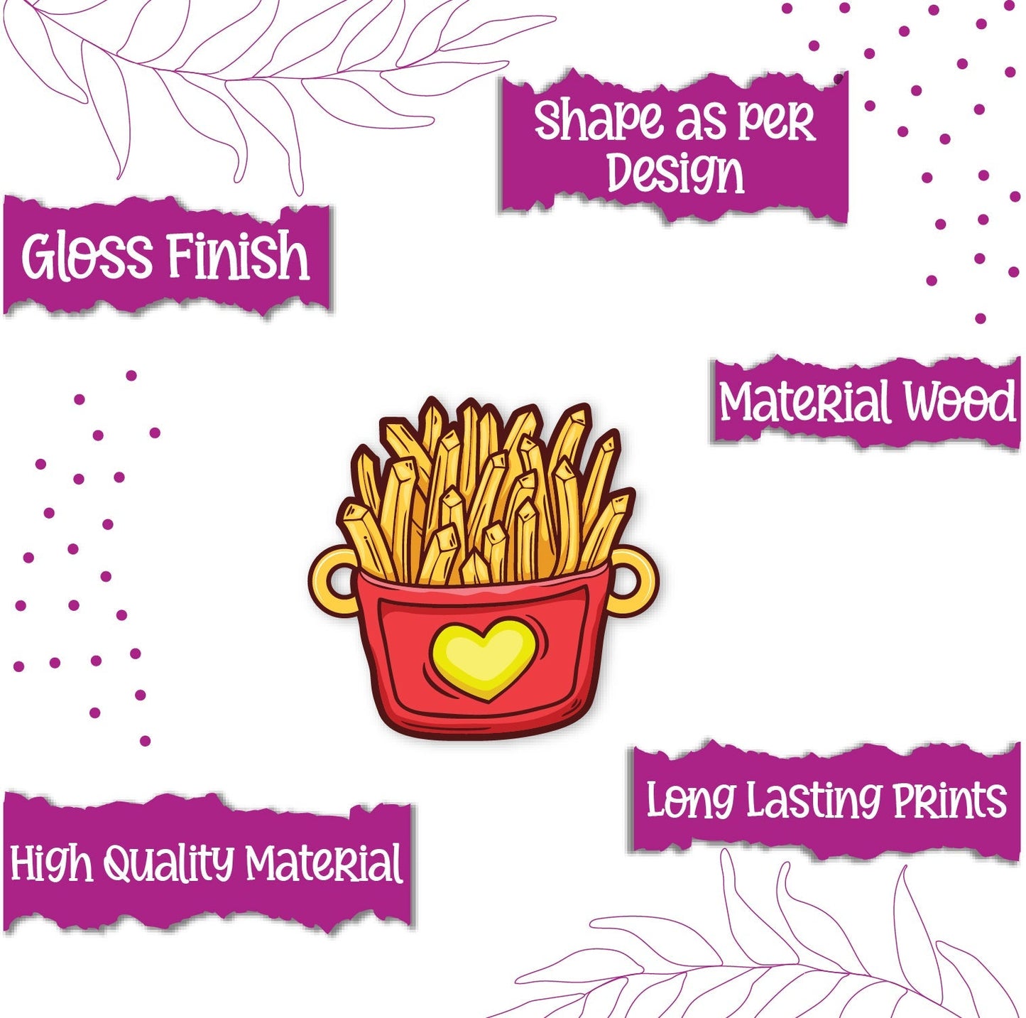 Indianvibez Fries Wooden Rakhi, Food Rakhi for Brother - Kids Rakhi