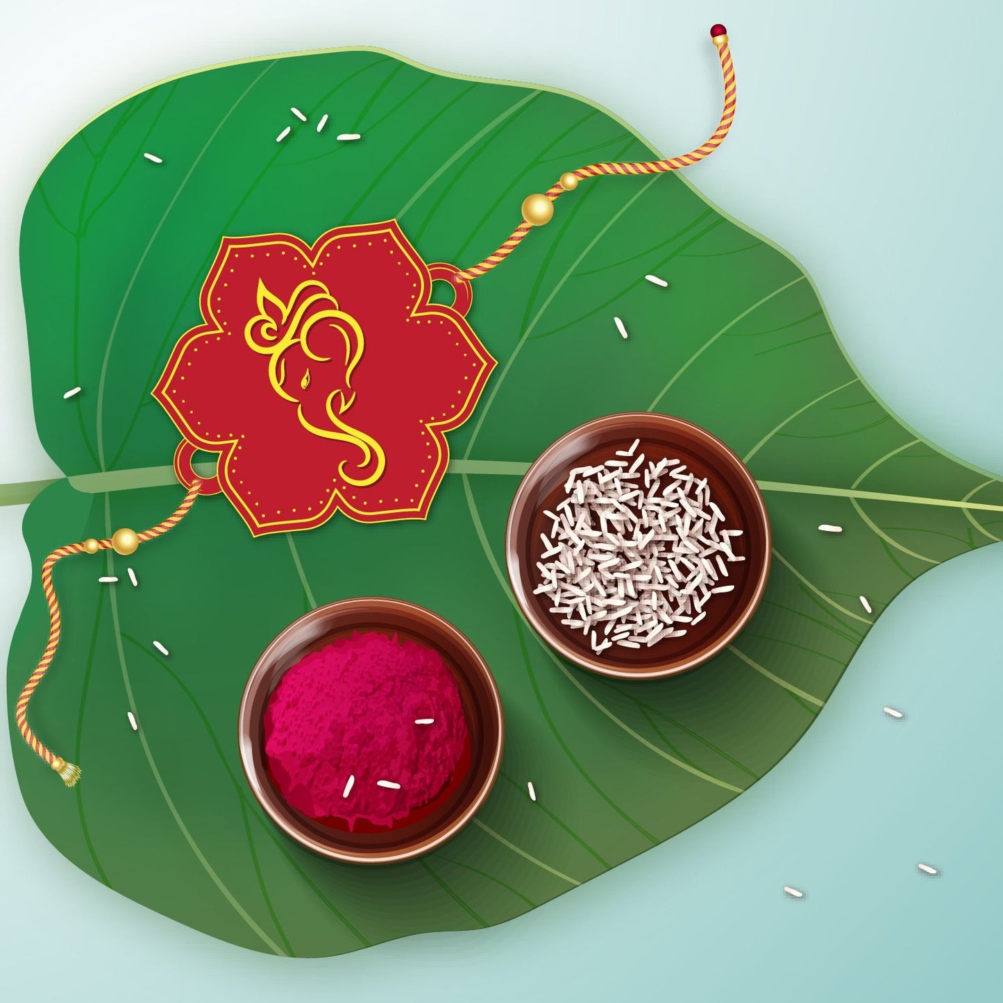 Indianvibez Lord Ganesha Wooden Rakhi, God Religious Spiritual Rakhi - Kids Rakhi