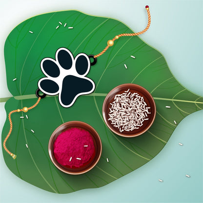 Indianvibez Dog Paw Wooden Rakhi, Cute Pet Animal Themed Rakhi for Brother - Kids Rakhi