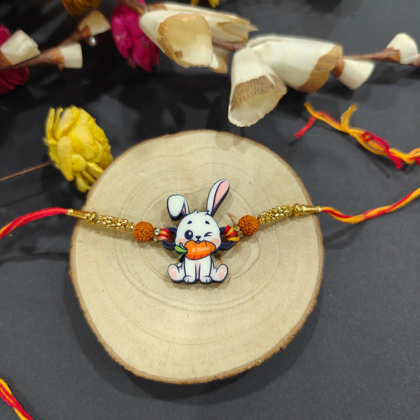 Indianvibez Rabbit Wooden Rakhi, Cute Animal Rakhi - Kids Rakhi