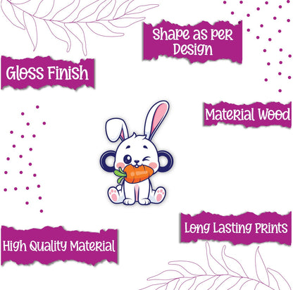 Indianvibez Rabbit Wooden Rakhi, Cute Animal Rakhi - Kids Rakhi