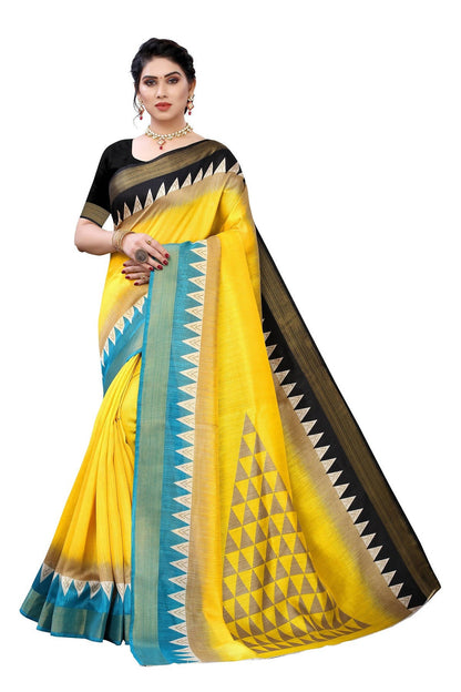 Vamika Yellow & Black Linen Jari Border Saree (GUNJAN YELLOW)