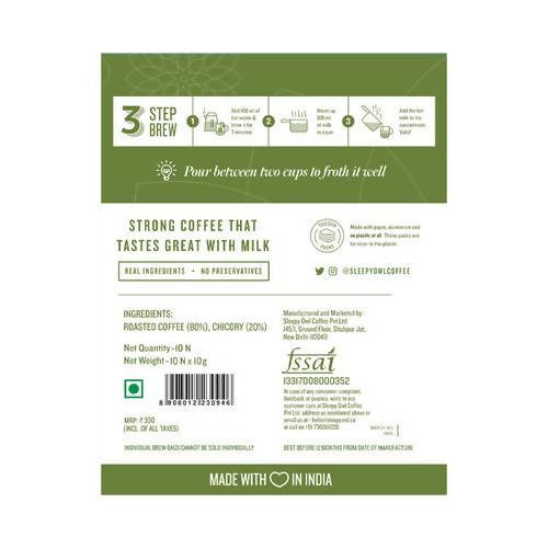 Sleepy Owl Madras Blend Filter Coffee - Pack of 1 - 10 Bags