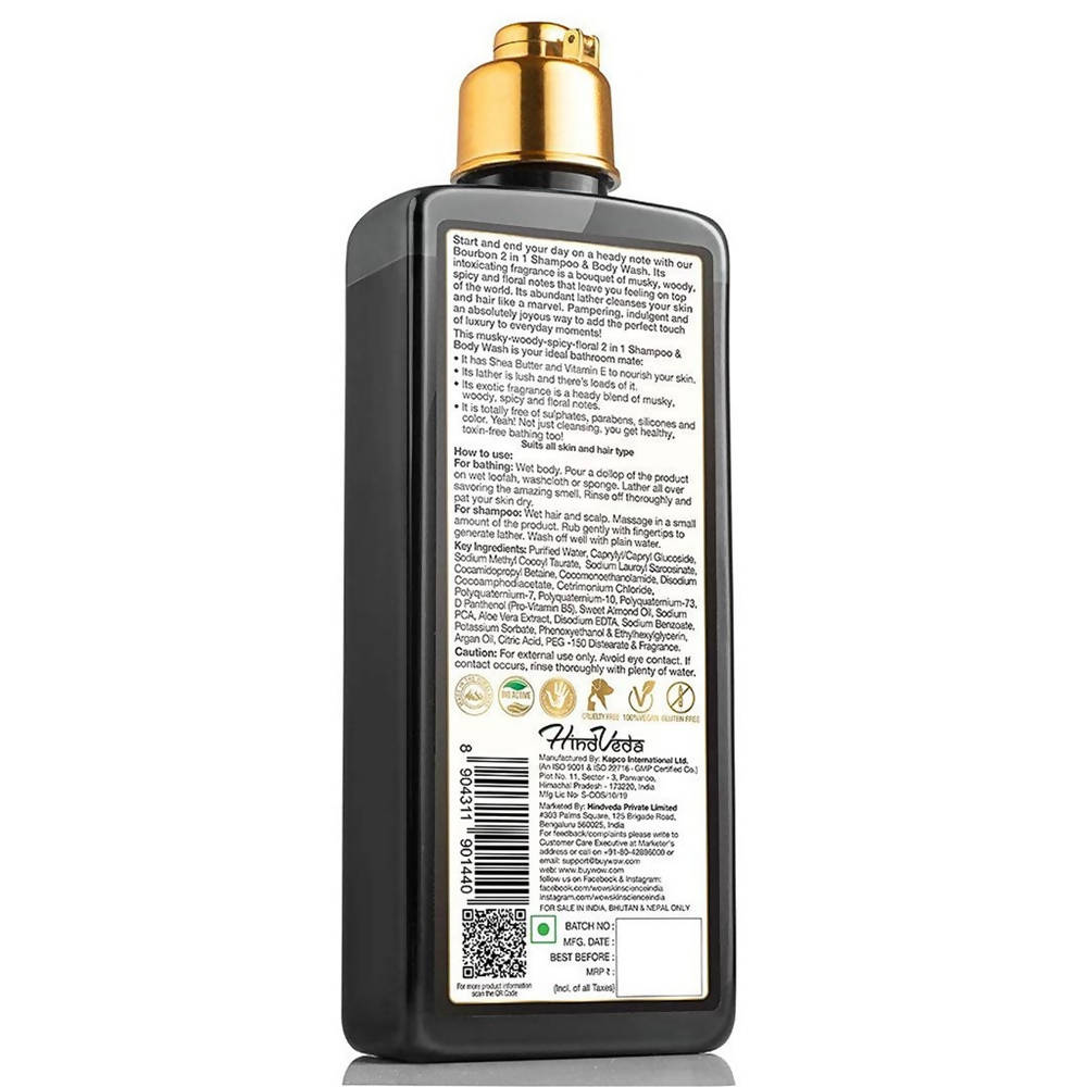 Wow Skin Science Men Bourbon 2 in 1 Body Wash And Shampoo - 250 ml
