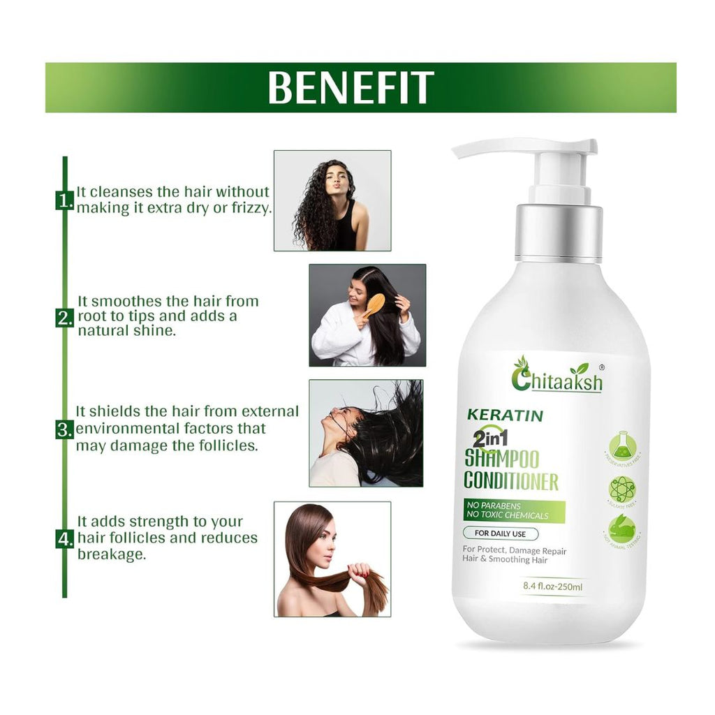 Chitaaksh Keratin Shampoo and Conditioner 2 in 1 - 250 ml