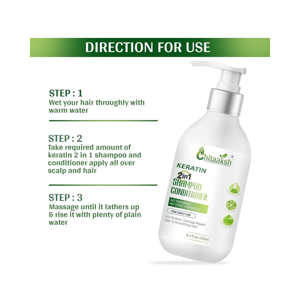 Chitaaksh Keratin Shampoo and Conditioner 2 in 1 - 250 ml