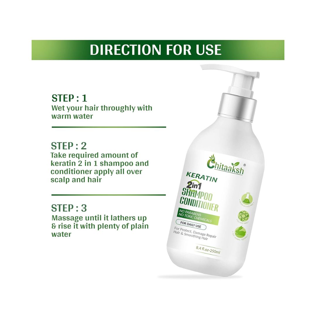Chitaaksh Keratin Shampoo and Conditioner 2 in 1 - 250 ml