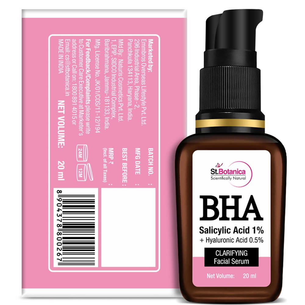 St.Botanica BHA Salicylic Acid 1% + Hyaluronic Acid 0.5% Clarifying Facial Serum - 20 ml