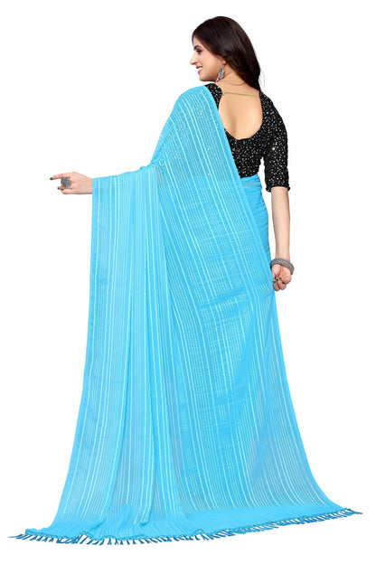 Vamika Georgette Sequence Work Firozi Bollywood Style Saree