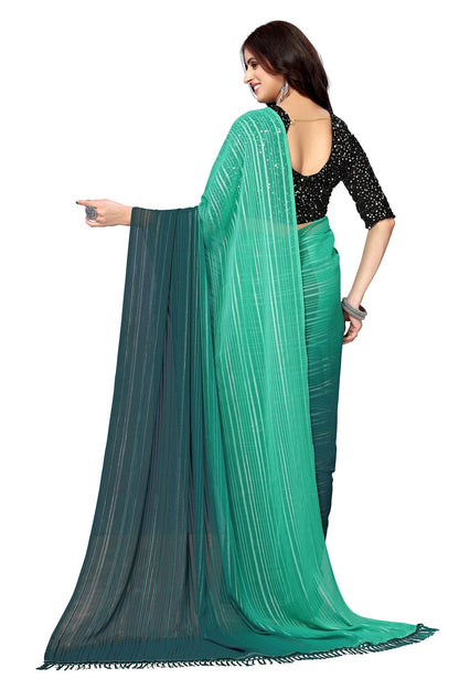 Vamika Georgette Sequence Work Green & Dark Green Bollywood Style Saree