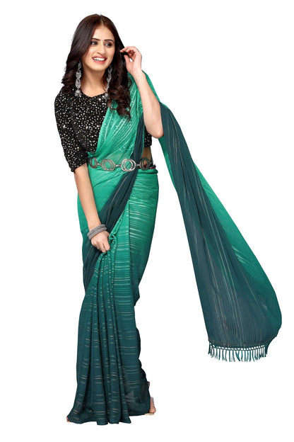 Vamika Georgette Sequence Work Green & Dark Green Bollywood Style Saree