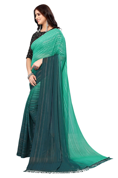 Vamika Georgette Sequence Work Green & Dark Green Bollywood Style Saree