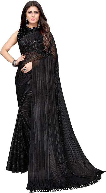 Vamika Georgette With Sequence Black Light Weight Trendy Look Bollywood Style Saree
