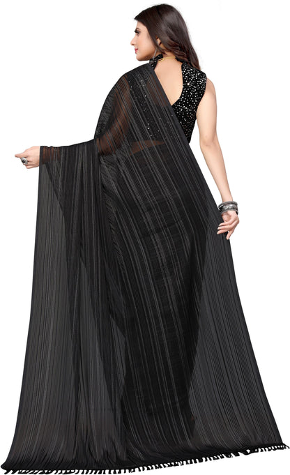 Vamika Georgette With Sequence Black Light Weight Trendy Look Bollywood Style Saree