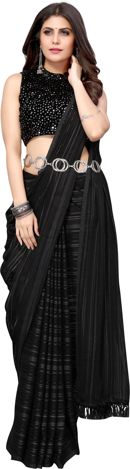 Vamika Georgette With Sequence Black Light Weight Trendy Look Bollywood Style Saree
