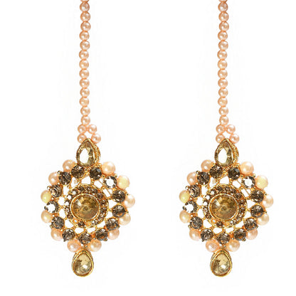 Mominos Fashion Johar Kamal Gold-Polished Brass Finish Kundan/Stone Choker For Women (Golden)