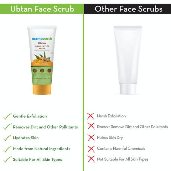 Mamaearth Ubtan Face Scrub with Turmeric & Walnut for Tan Removal - 100 gms