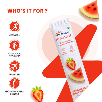 Dr. Morepen Hydrolyte Electrolyte & Vitamin Drink Mix - Strawberry