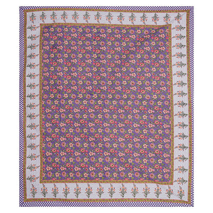 Rudra Bazaar Purple 210 TC Cotton Double King Bedsheet With 2 Pillow Covers
