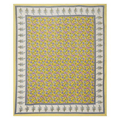 Rudra Bazaar Yellow 210 TC Cotton Double King Bedsheet With 2 Pillow Covers
