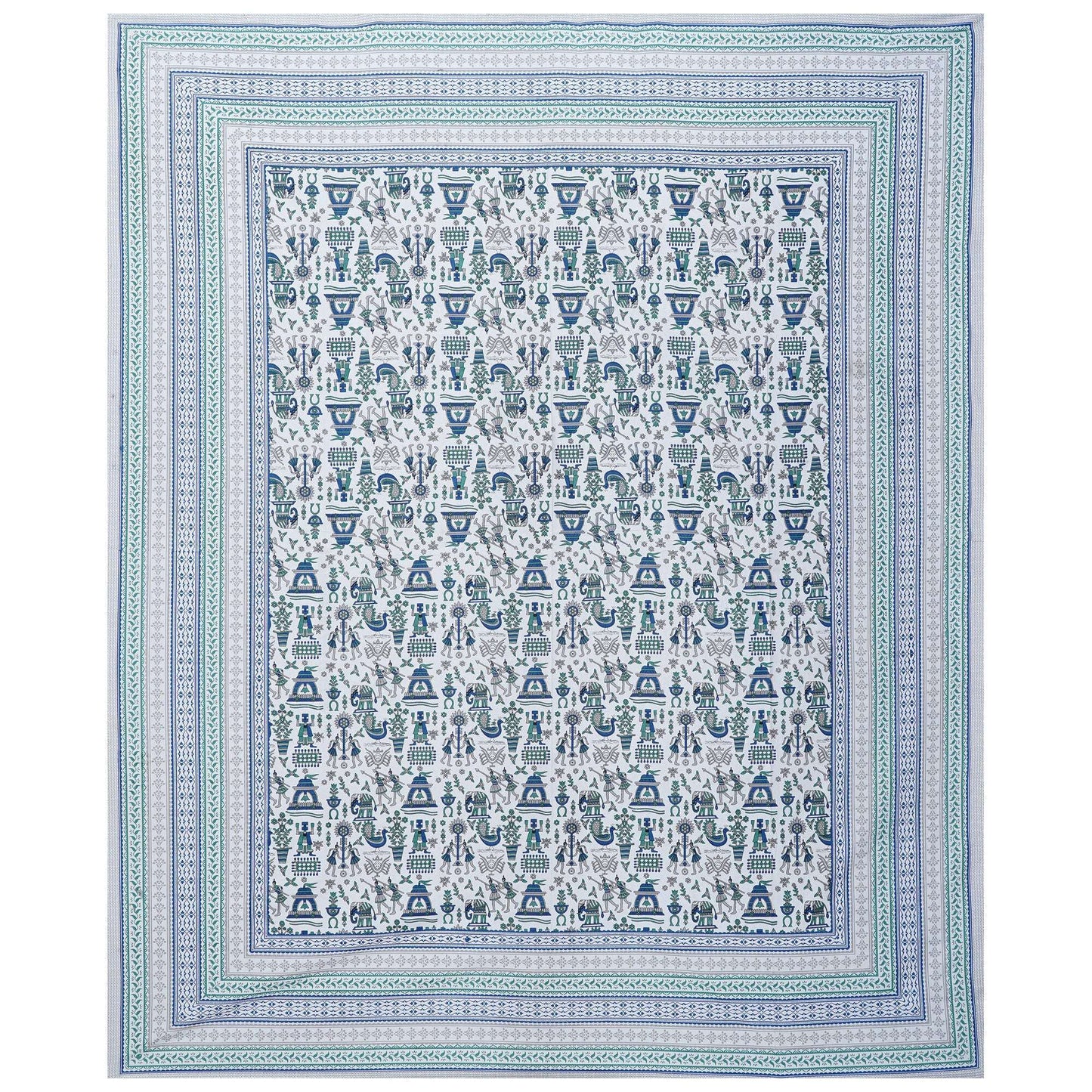 Rudra Bazaar Turquoise Blue 210 TC Cotton Double King Bedsheet With 2 Pillow Covers