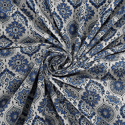 Rudra Bazaar Blue 210 TC Cotton Double King Bedsheet With 2 Pillow Covers