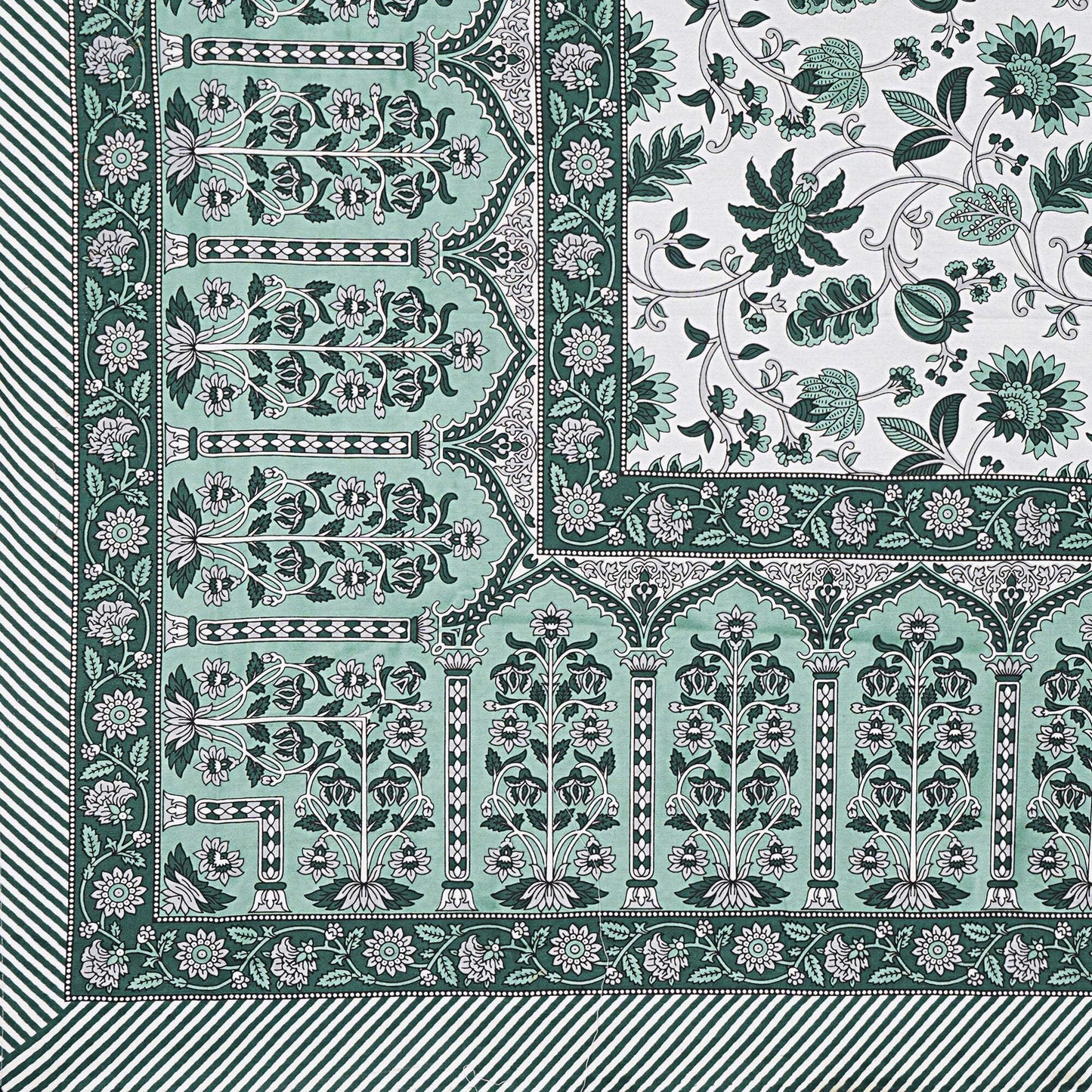 Rudra Bazaar Sea Green 210 TC Cotton Double King Bedsheet With 2 Pillow Covers