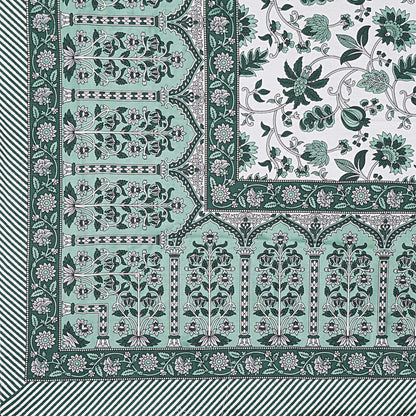 Rudra Bazaar Sea Green 210 TC Cotton Double King Bedsheet With 2 Pillow Covers