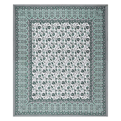 Rudra Bazaar Sea Green 210 TC Cotton Double King Bedsheet With 2 Pillow Covers